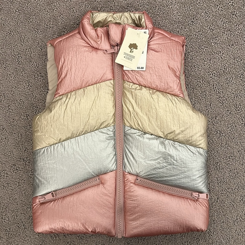 TUCKER + TATE toddler size 3 puffer vest. Rose, silver, gold.